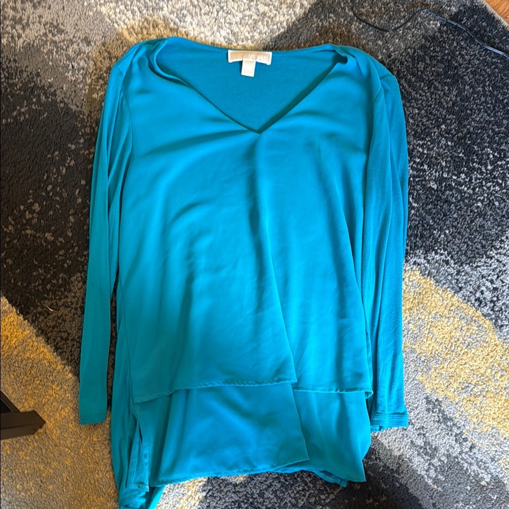 MICHAEL Michael Kors Blue Relaxed Long Sleeve Blouse